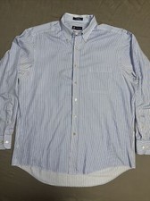 Chaps Men’s Wrinkle Free Long Sleeve Button Down Sz 16 1/2 34/35 Blue Stripe-548