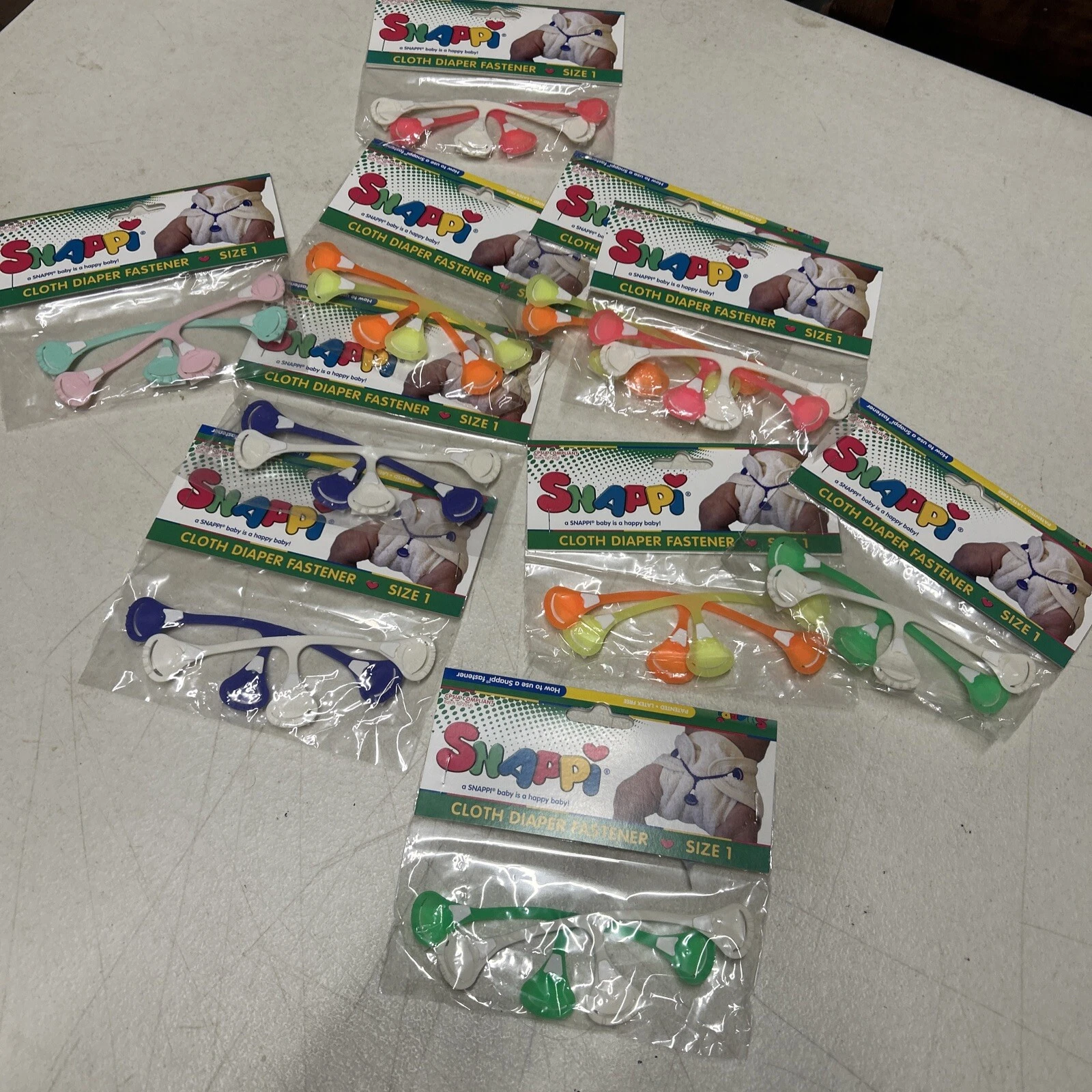 Lot Of Snappi Cloth Baby Diaper Fastener Non Pins Size 1