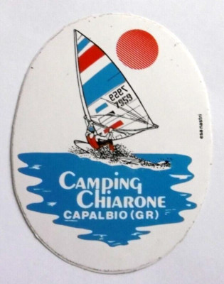 Souvenir-Aufkleber Camping Chiarone Capalbio Grosseto Toskana Italien 80s Surfen