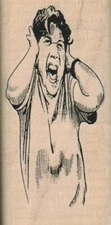 Screaming Mimi 1 1/2 x 3" Rubber Stamp, Lady Stamp, Woman Stamp