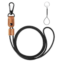 Neck Lanyard Braided Leather Badge Lanyards Adjustable Length Long strap US##