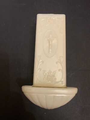 Vintage Jeweled Cross Country Attleboro Massachusetts Plastic Holy Water Font