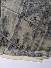 Women's Silky Soft Scarf Beige with Blue BoHo Design