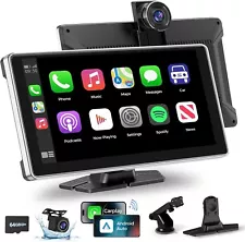 Wireless Carplay 4K Dash Cam 9" car screen Backup Camera GPS voice control radio