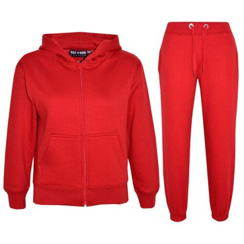 Kids Plain Tracksuit Hoodie Red Nose Day Jogging Suit for Girls Boys 2-13 Years - Picture 2 of 9