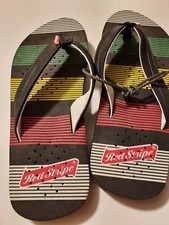 Red Stripe Flips Flops Mens Size 8