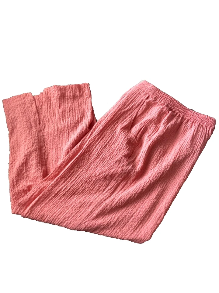 PANTALÓN PECK & PECK FÁCIL BREEZY GASA CINTURA ELÁSTICA PIERNA ANCHA CORAL QUEMADO - TALLA M Foto 4 de 4