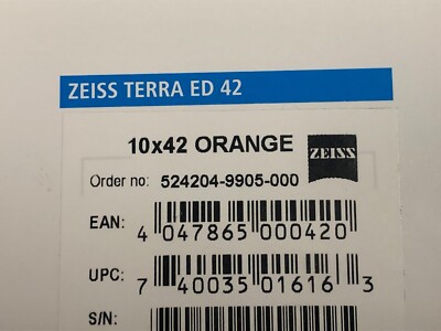 Zeiss Terra ED 10 x 42 Binoculars 524204 Orange - New Open Box | eBay