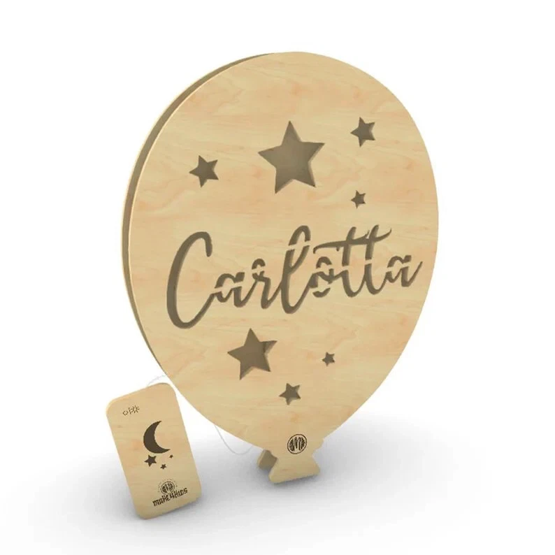LAMPADA notturna  bambini decorazione in legno personalizzabile - Immagine 4 di 4