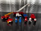 Vintage Fisher Price Little People BIG Fire Truck 0346 Ladder Firemen Dog Police