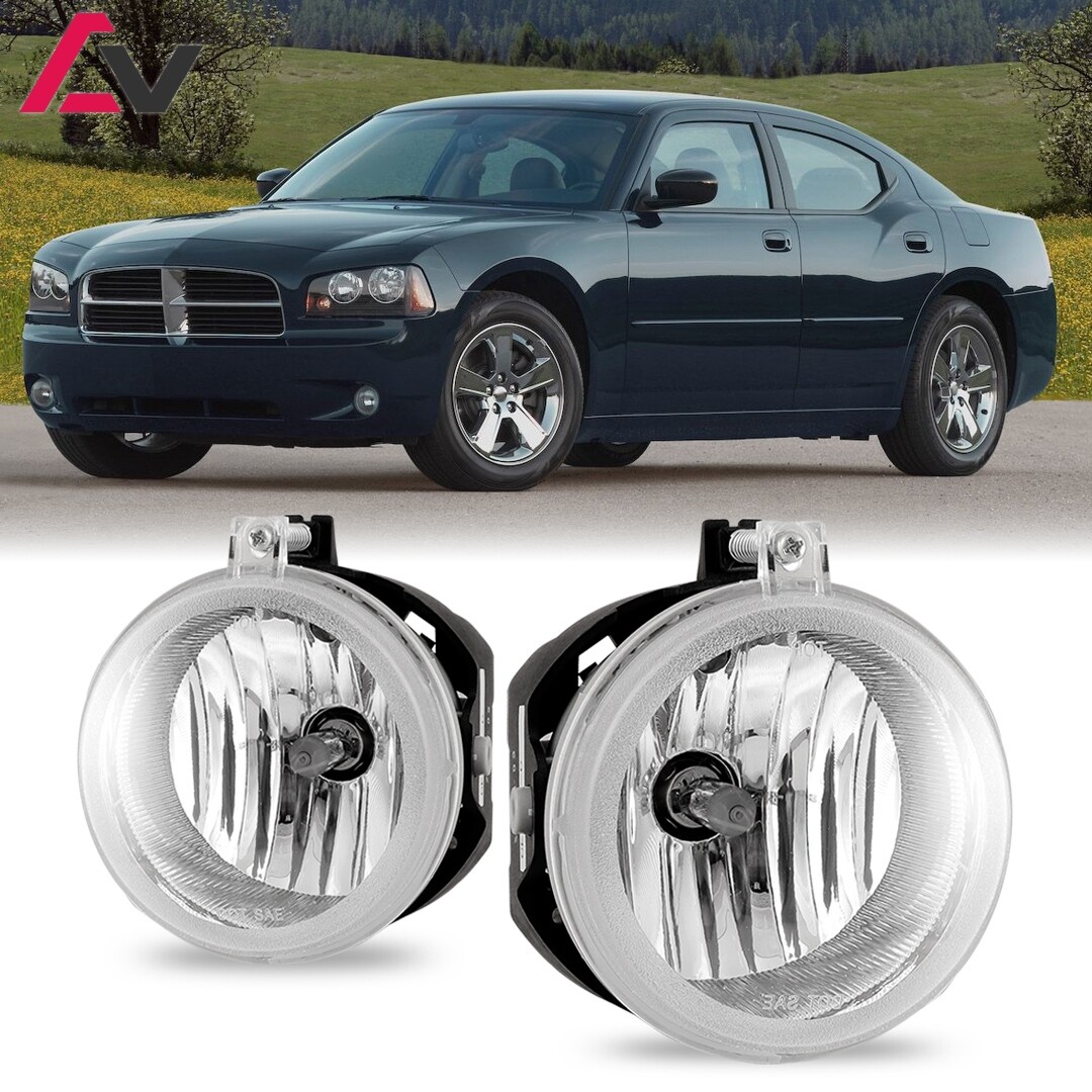 Fog Lights For Dodge Charger 2006-2009 Clear Lens Pair Replacement Lamps  LH+RH