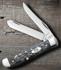 CASE XX 58414 MINI TRAPPER KNIFE POCKET WORN JIG GRAY BONE CARBON STEEL 6207 CS