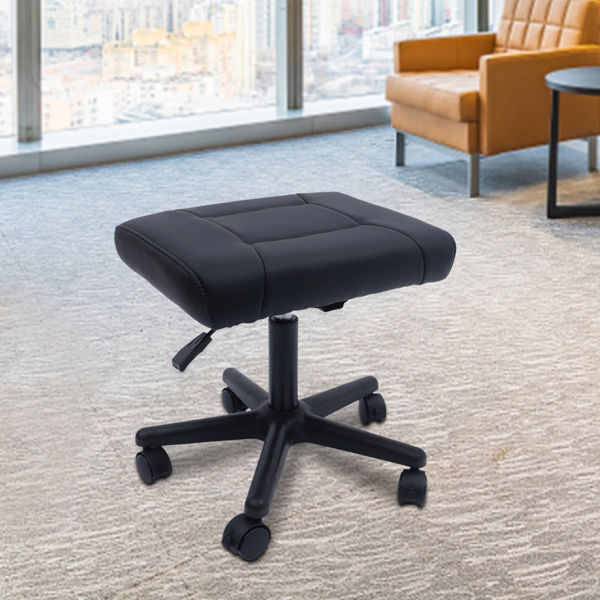 Height Adjustable Footrest Rolling Footstool Portable Office Home