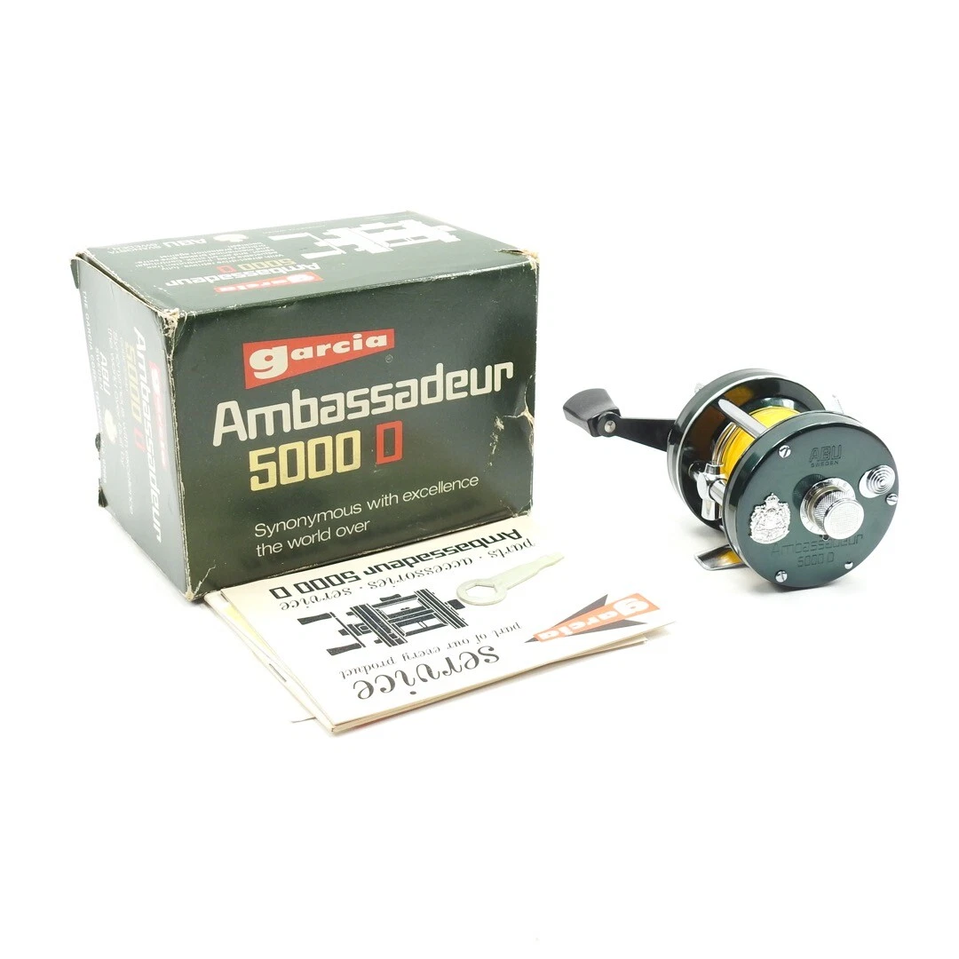 Moulinet De Pêche Vintage Abu Garcia 5000 C Noir - Avec Boîte Et Pochette, Pré-enroulé