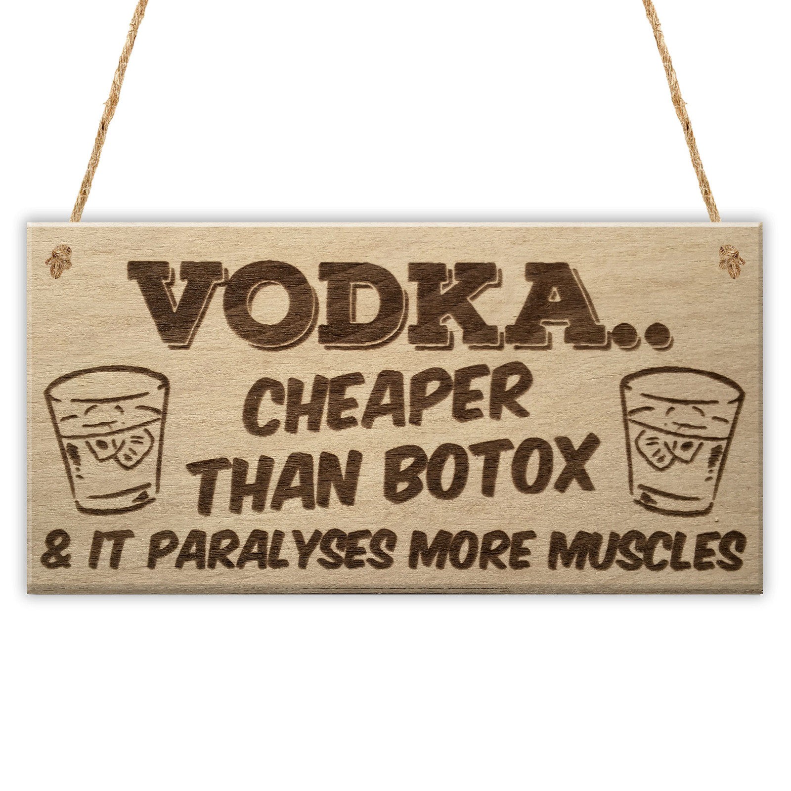 Vodka Botox Funny Alcohol Gift Man Cave Home Bar Hanging Plaque Pub