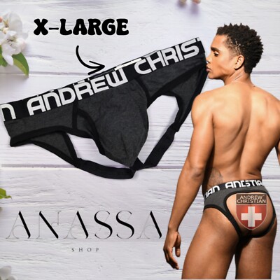 Andrew Christian Almost Naked Fly Locker Room Jock 93073, Charcoal, X-Large