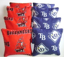 TAMPA BAY BUCCANEERS  RAYS CORNHOLE BEAN BAGS BAGGO TAILGATE TOSS GAME SET OF 8