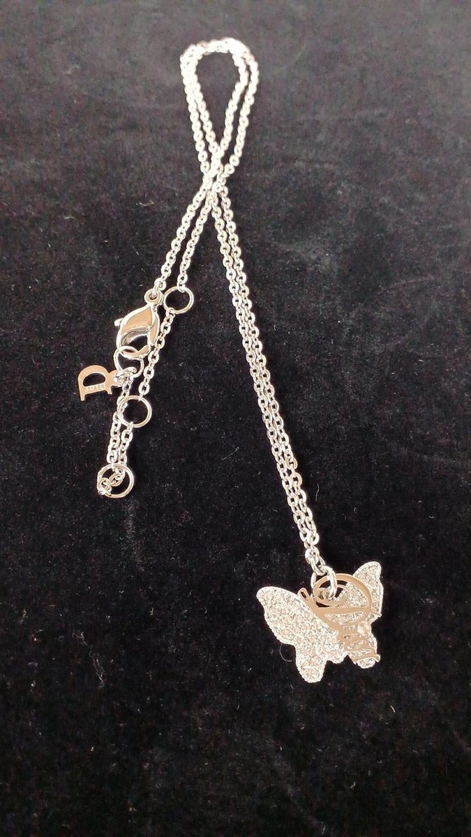 Christian Dior Silver Butterfly Rhinestone Necklace | eBay