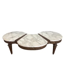 Vintage Neoclassical Marble Coffee Table 3 Pi...