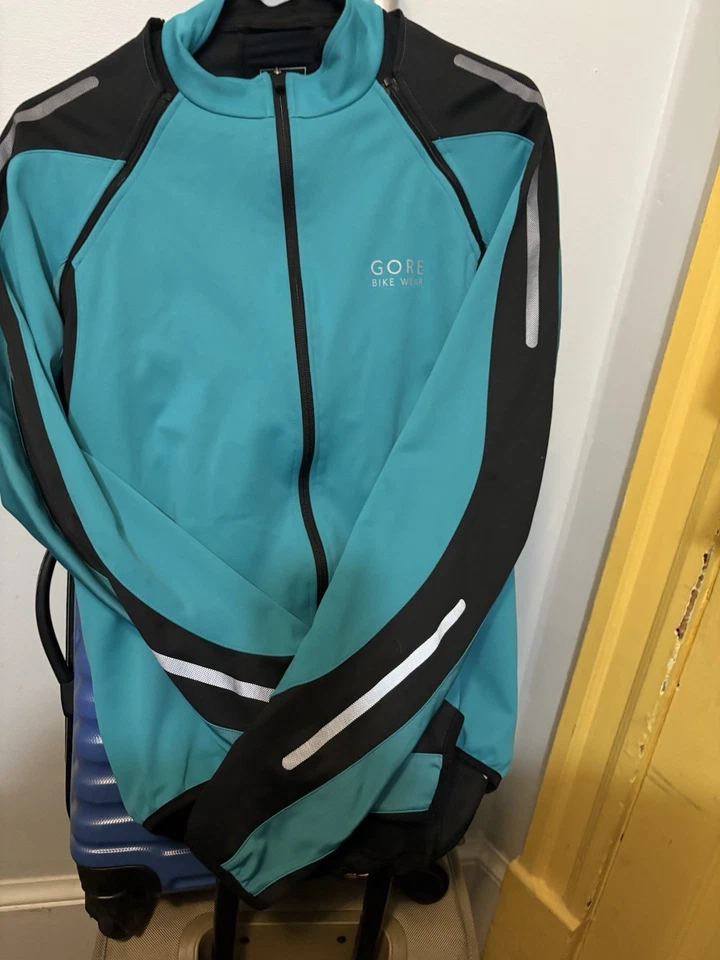 Gore 自行车穿骑行防风软壳反光夹克蓝色男式 M — 第 2/4 张图片