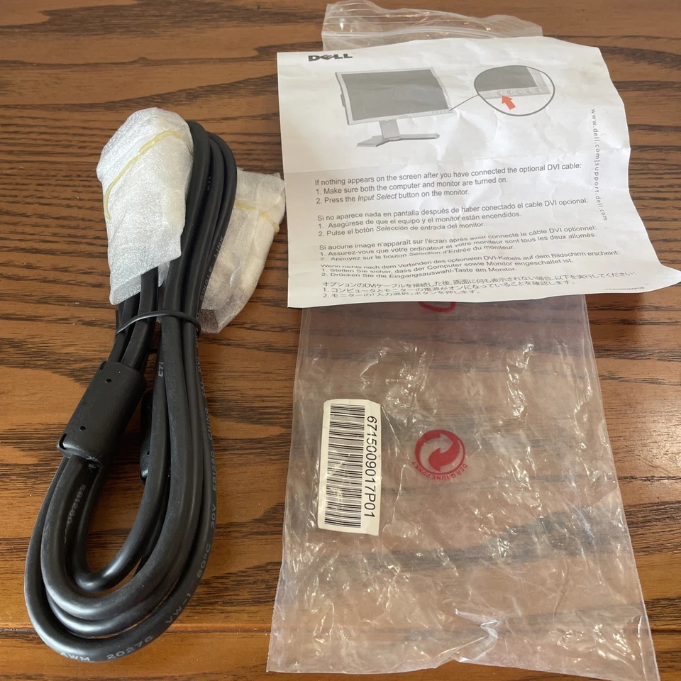 New Dell 6ft 18pin 6ft DVI-M to DVI-M Black Cable Dual Ferrite 6715009011 - Image 2 of 2