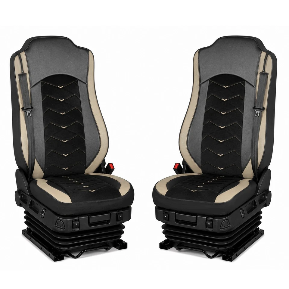 Housses Siège Camion Mercedes Actros MP4 Euro 6 2009-2019 1+1 Premium Noir Beige - Photo 2/4