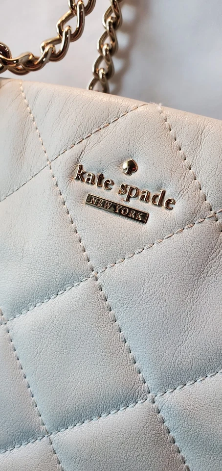 Bolso Cartera Kate Spade Cuero Para Mujer Azul Polvo Acolchado 13x7.5" Foto 3 de 4