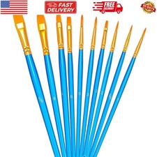 Paint Brush Set, 10pcs Round Pointed Tip Nylon Hair Artist Detail Paintbrushe...