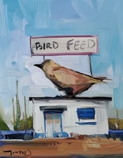 PRINT 16x20 Bird House Modern Oil Painting Art By Artist Jose Trujillo