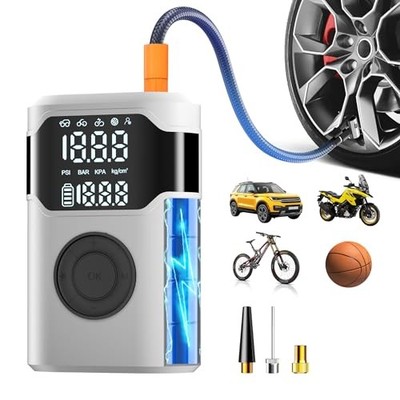 Tire Inflator Portable Air Compressor-150PSI Cordless Tire Air Pump, 5X White