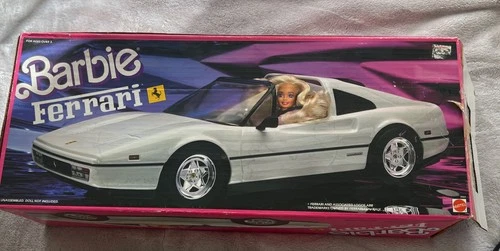 Vintage 1986 Mattel Mexico Barbie White FERRARI Convertible Sports Car 21"