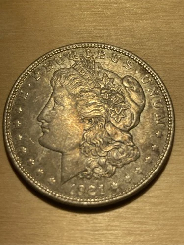 1921 Silver Morgan Dollar AU Philadelphia Toned Color
