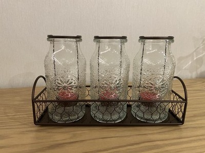PartyLite Teelichthalter Trio  Vintage Milk Bottle 