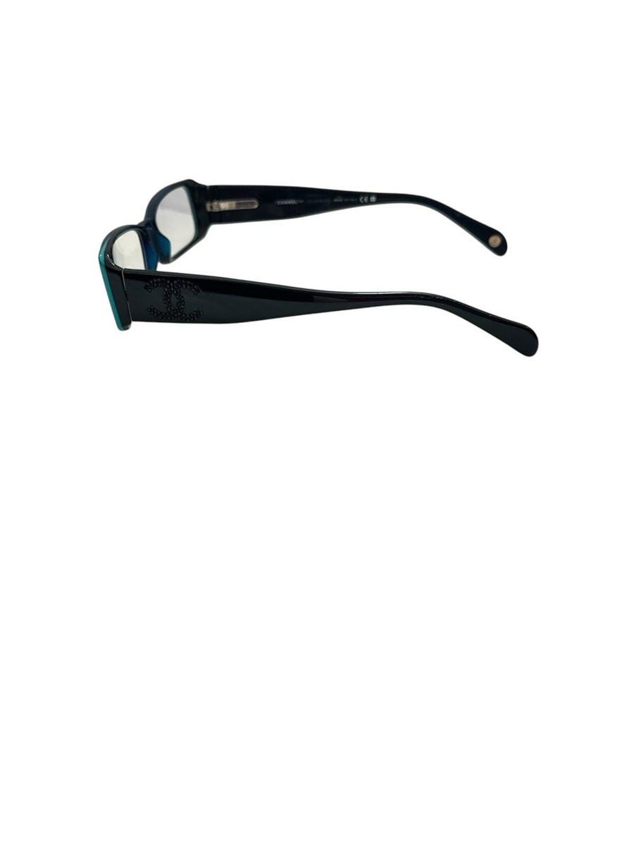 SALE CHANEL Black Blue Rectangle Eyeglasses BC 0254133 CC