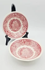 Vintage 1950s Mason's Vista Pink Ironstone Coupe Cereal Bowl Transferware