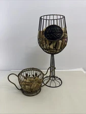 Metal Wine Cork Holders Decorative Wine Glass Shaped Storage or Plant Stand