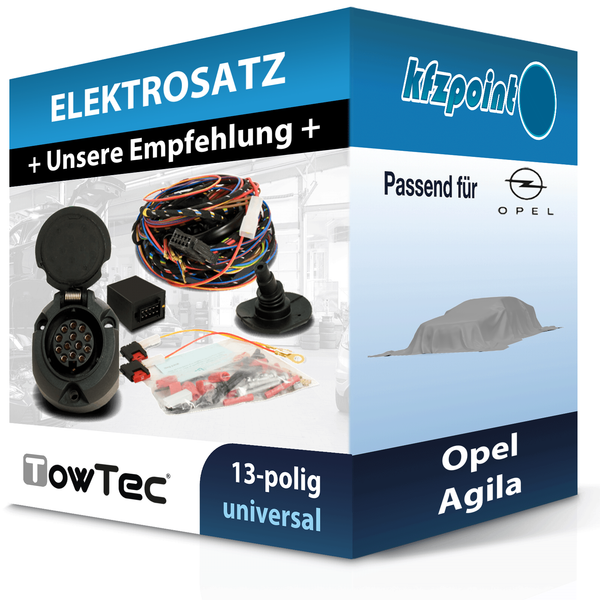Towtec E-Satz 13Polig Universell Passend FüR Opel Agila Incl. Manual-image