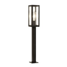 90cm 1 Light LED Black Outdoor Rectangle Head Post Light with Clear Glass Shade