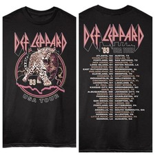 Def Leppard Mens T-Shirt 1983 USA LOVE BITES TOUR Official F B Black Cotton