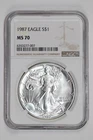 1987 SILVER AMERICAN EAGLE NGC MS70 SLAB CRACKED