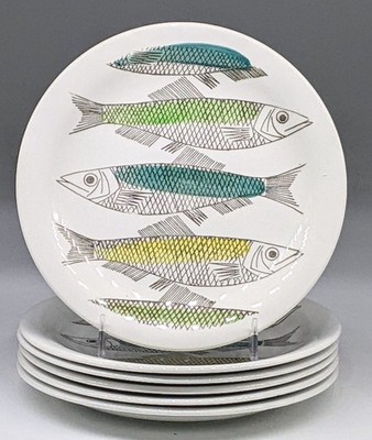 Rare MCM Rorstrand Sweden MY GARDEN Fish Set Marianne Westman