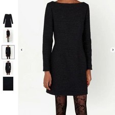 Gucci Boucle Black Metallic Long Sleeve Zipper Detail Dress Sz 38