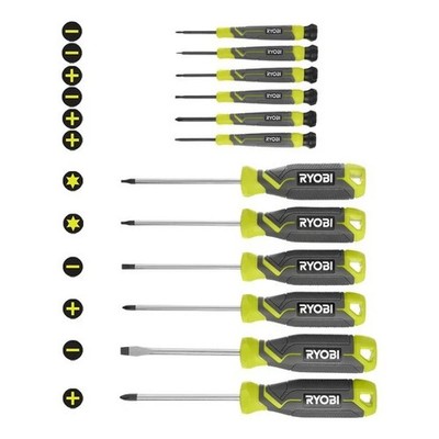 Ryobi Screwdriver Set Magnetic Tool Star-Flat Repair Kit (12-Piece)