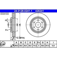 2X ATE 24.0128-0241.1 Bremsscheibe