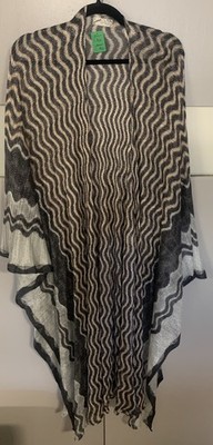 Free People Women's Kimono Duster Magic Dance Black Rose Gold Silver One Size