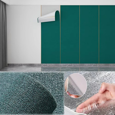 Wasserdichte 3D selbstklebende Leinentapete für Wohnzimmer & Küche
