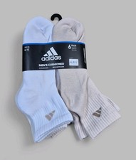 ADIDAS Mens Socks 1/4 Crew Moisture Wicking Everyday 6 Pair Shoe Size 6-12
