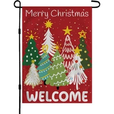 Christmas Decorations Outdoor - Xmas Tree Welcome Garden Flag | Christmas Par...