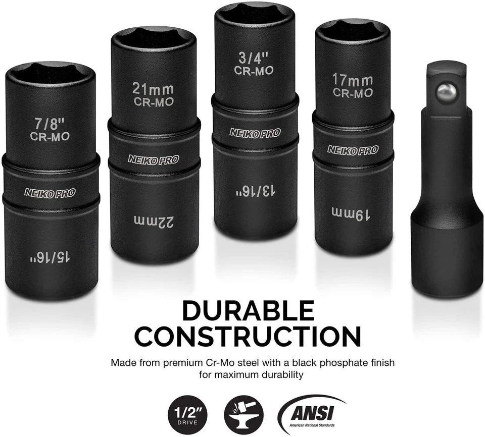 02282B 1/2-Inch-Drive Impact Socket Set, Flip Socket Set, Chrome Moly Steel, ... - Image 2 of 4