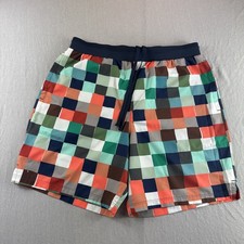 Fabletics Shorts Mens L Colorblock 7  Drawstring Fundamental Check Outdoors